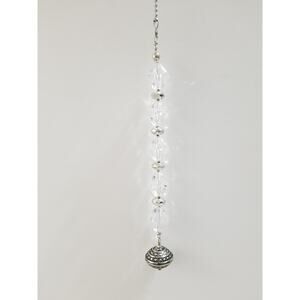 Clear beads silvertone fan/light chain pull combine shipping fl4